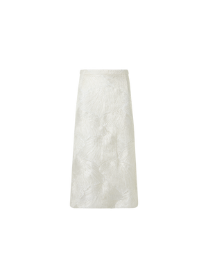 Designer  A-Linien-Rock mit lackierter Meeresfächer-Spitze - Ecru