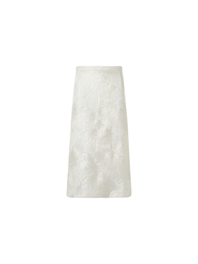 Designer  A-Linien-Rock mit lackierter Meeresfächer-Spitze - Ecru