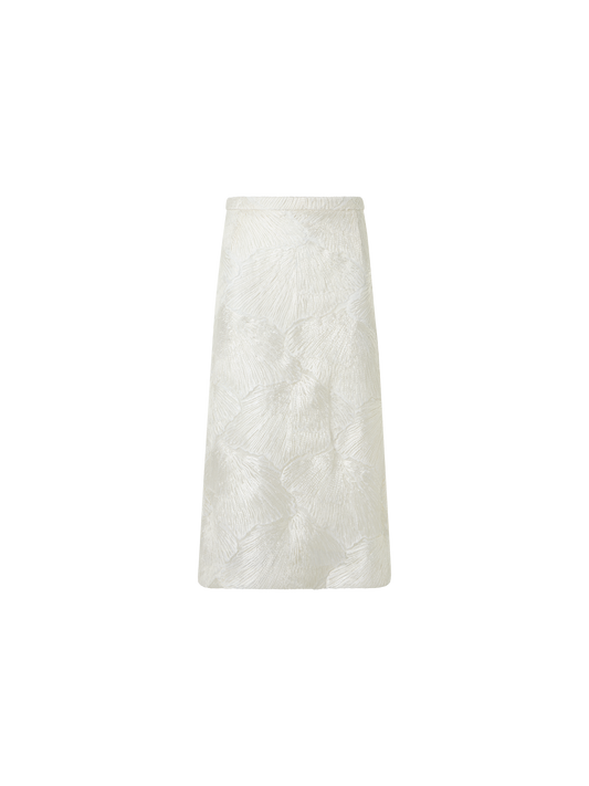 Designer  A-Linien-Rock mit lackierter Meeresfächer-Spitze - Ecru