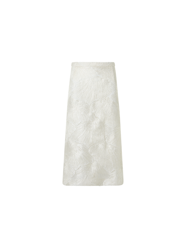 Designer  A-Linien-Rock mit lackierter Meeresfächer-Spitze - Ecru