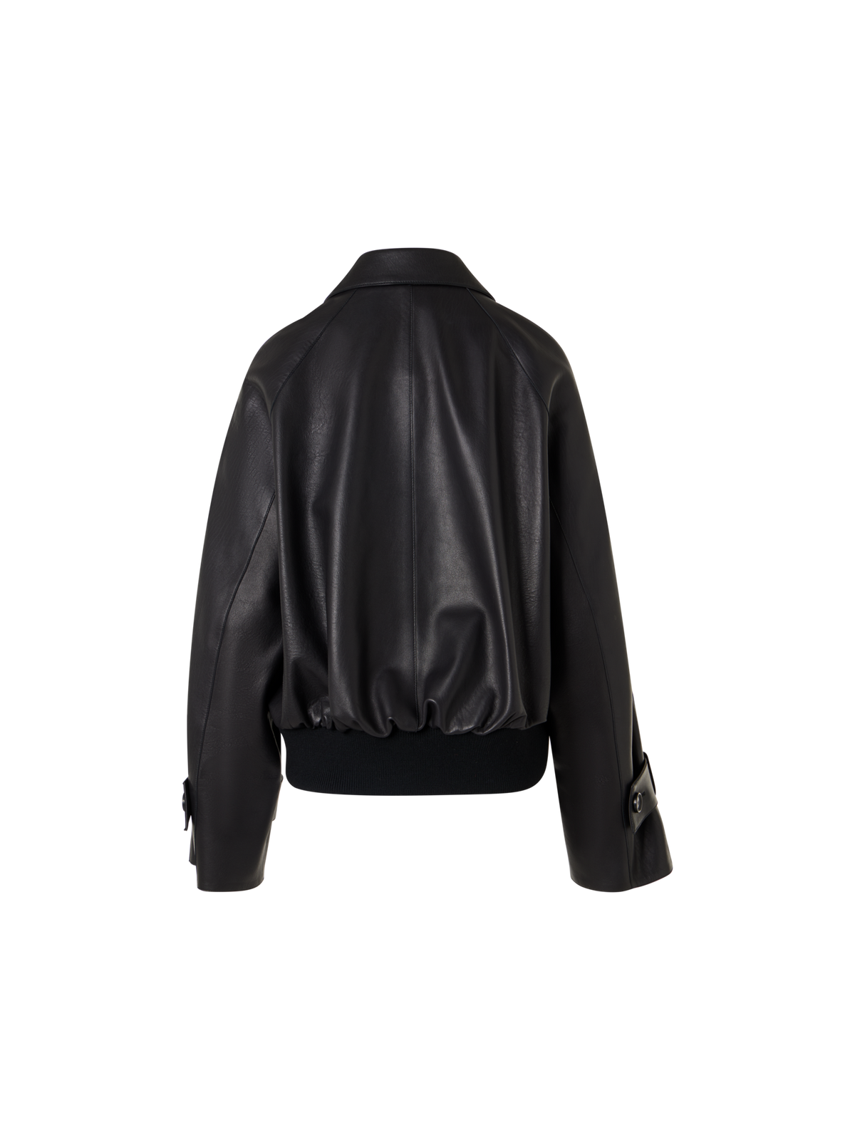 Designer Oversize Nappaleder-Blouson mit Strickbund - Schwarz