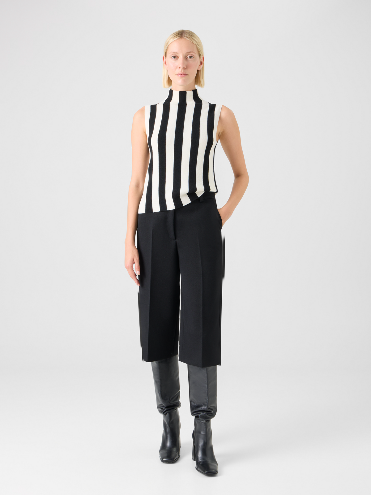 Designer Gestreiftes Vollnadel-Merino-Strickoberteil - Bunt #editorial