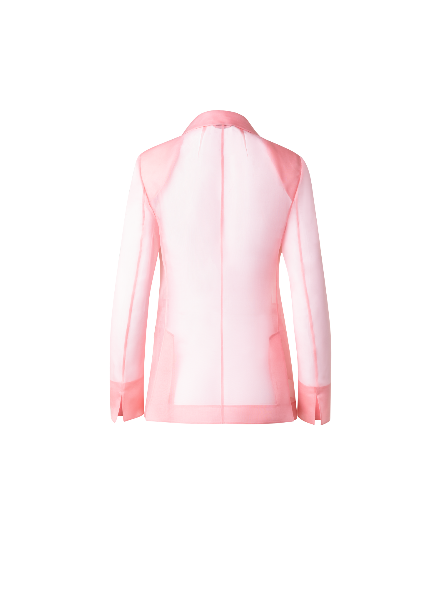 Designer Langer transparenter Seidenblazer - Rosa