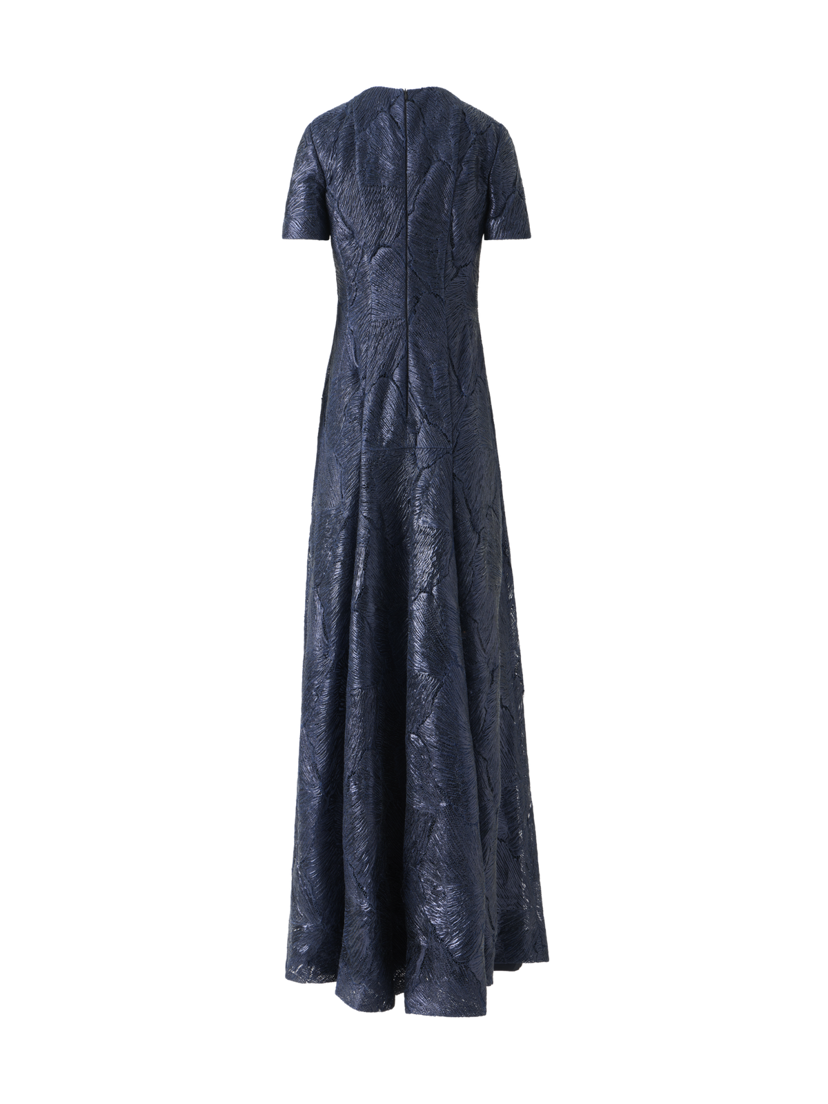 Designer Abendkleid aus lackierter Meeresfächer-Spitze - Dunkelblau - Blau
