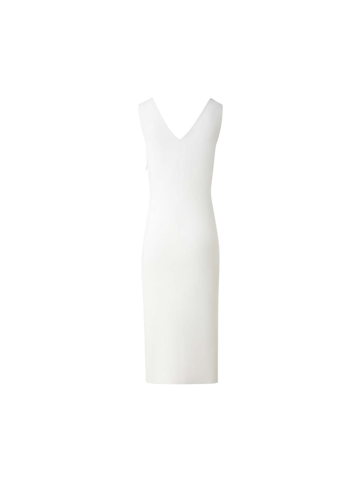 Designer Midi-Strickkleid mit Doppel-V-Ausschnitt - Ecru - Weiss