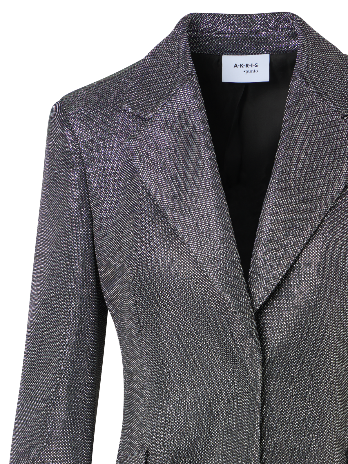 Designer Blazer aus Metallic-Vogelaugen-Jersey - Grau - Silber