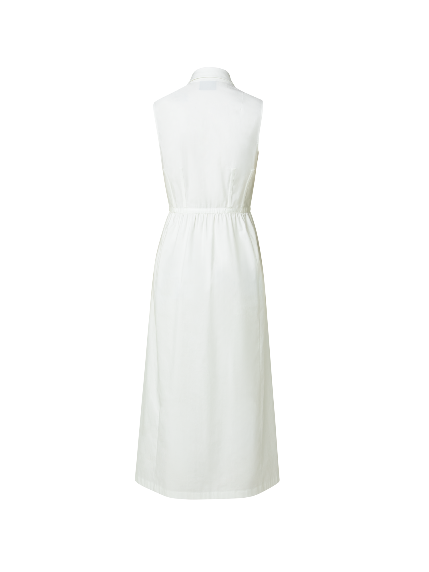 Designer Ärmelloses Baumwoll Popeline Stretch Hemdblusenkleid mit Schürzendetail