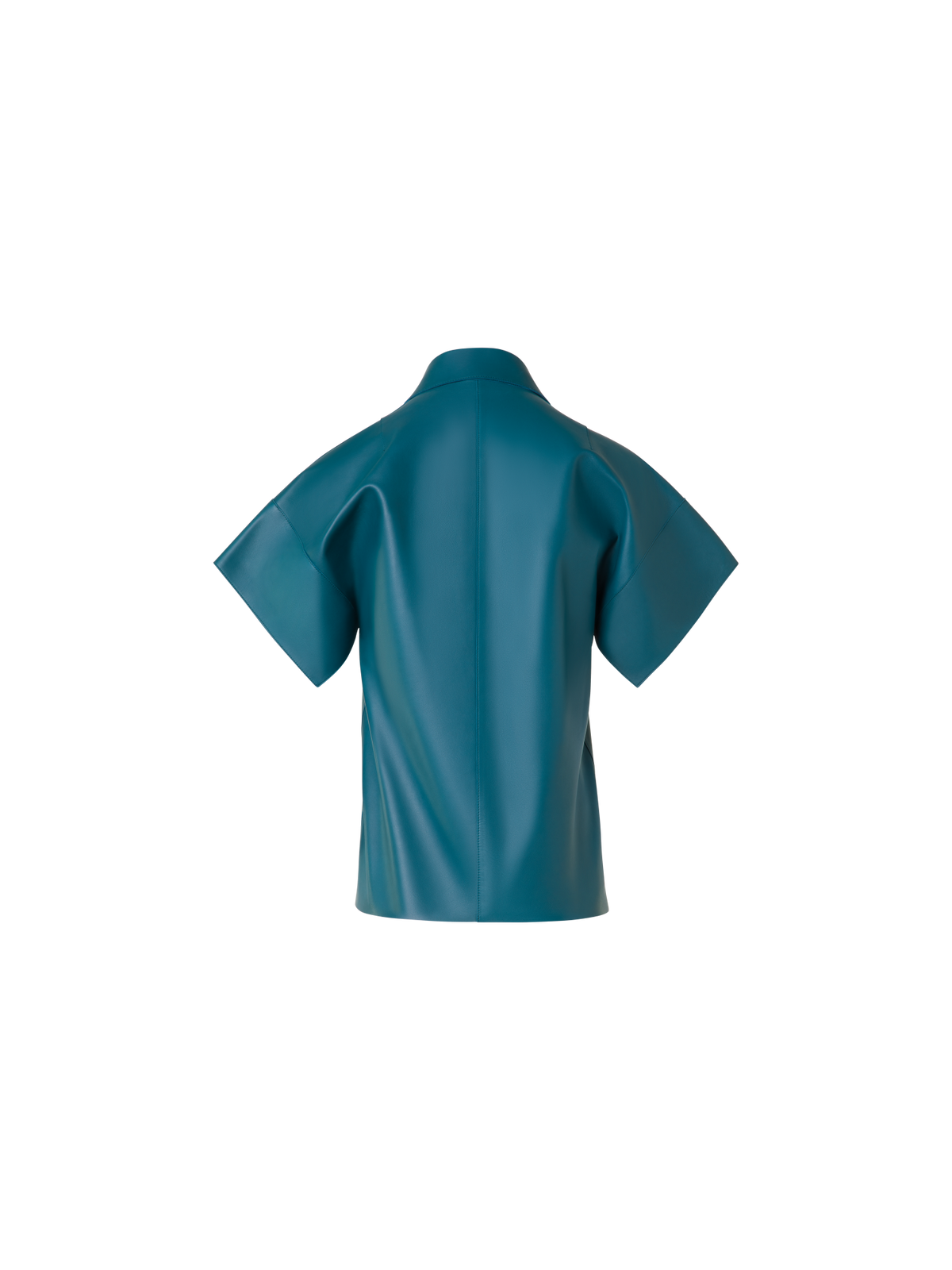 Designer Lederbluse mit kurzen Kimono-Ärmeln - Grün