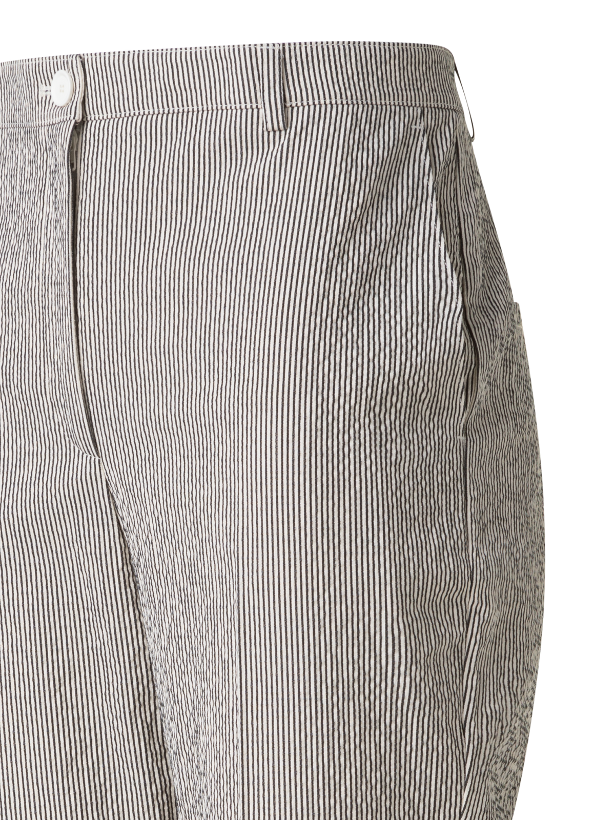 Designer Tapered Hose aus Baumwoll-Seersucker - Schwarz - Bunt - Ecru - Weiss