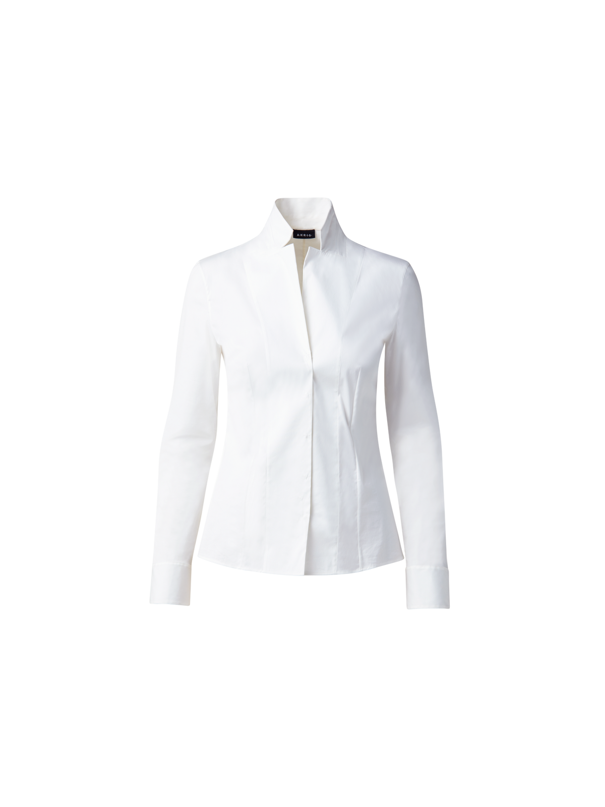 Designer Bluse in Baumwolle Stretch - Weiss