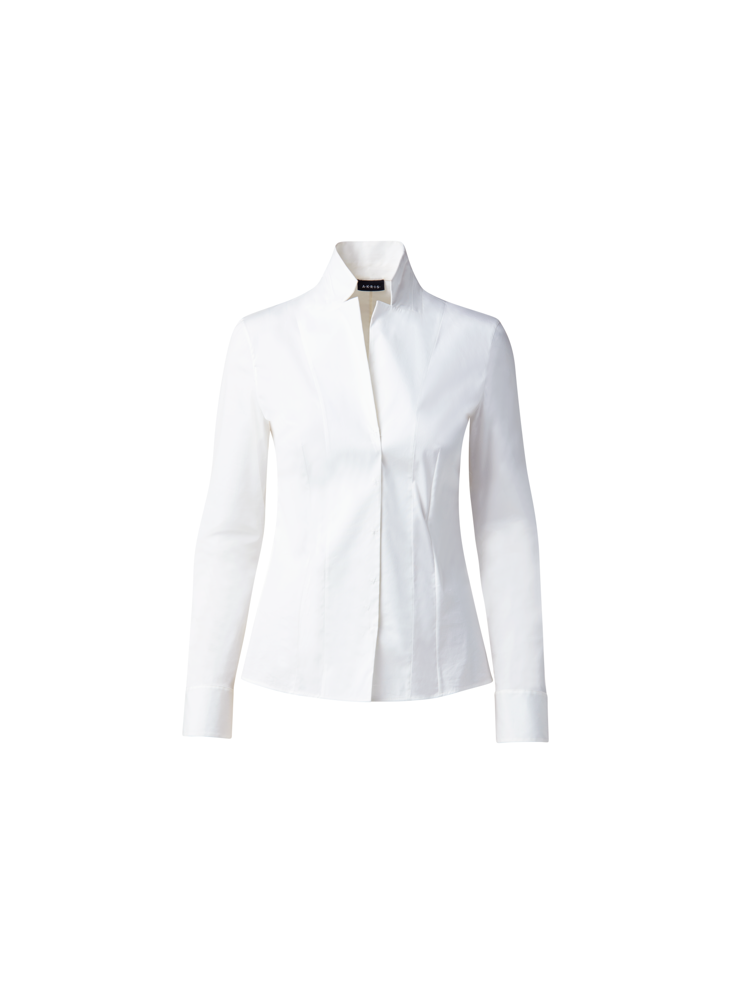 Designer Bluse in Baumwolle Stretch - Weiss