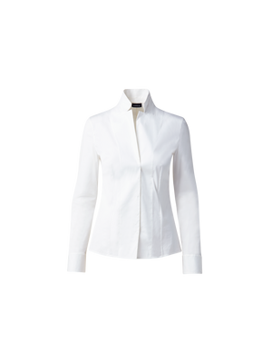 Designer Bluse in Baumwolle Stretch - Weiss