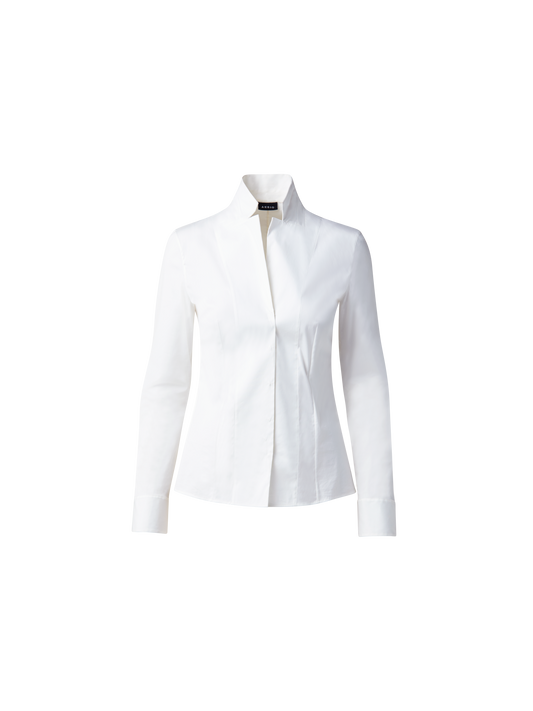 Designer Bluse in Baumwolle Stretch - Weiss