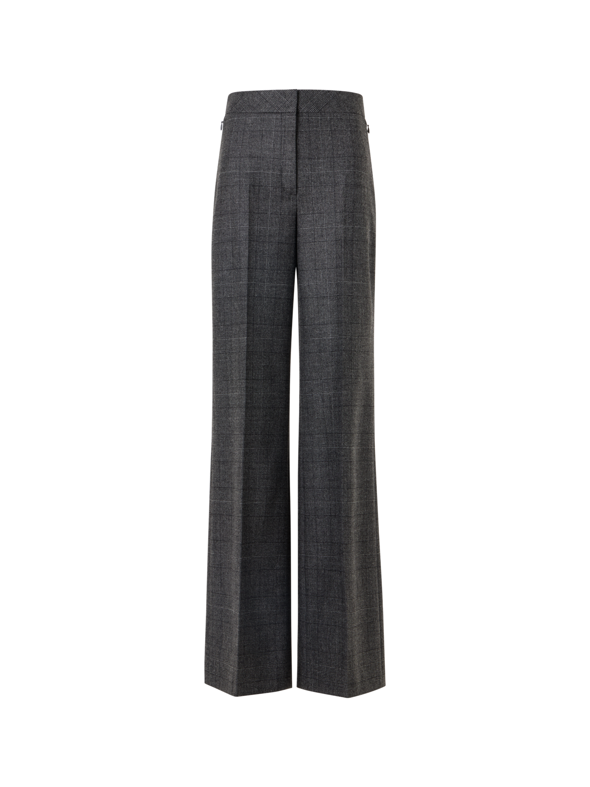 Designer Weite Hose aus Wolle mit Glencheck - Grau - Schwarz