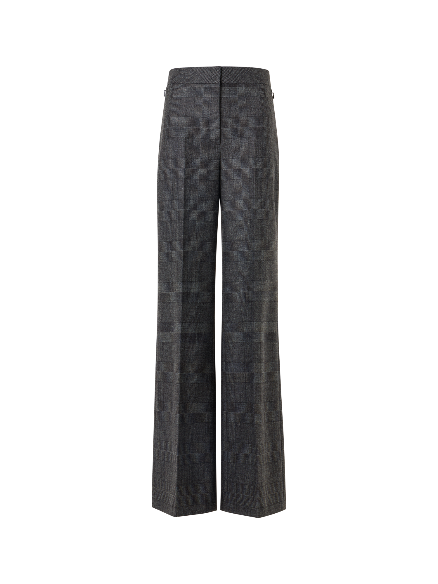 Designer Weite Hose aus Wolle mit Glencheck - Grau - Schwarz