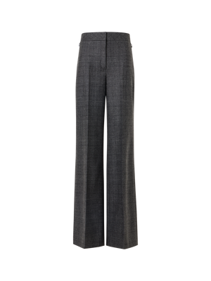 Designer Weite Hose aus Wolle mit Glencheck - Grau - Schwarz
