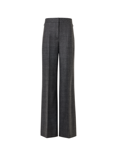 Designer Weite Hose aus Wolle mit Glencheck - Grau - Schwarz