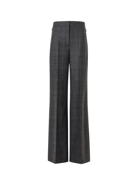 Designer Weite Hose aus Wolle mit Glencheck - Grau - Schwarz