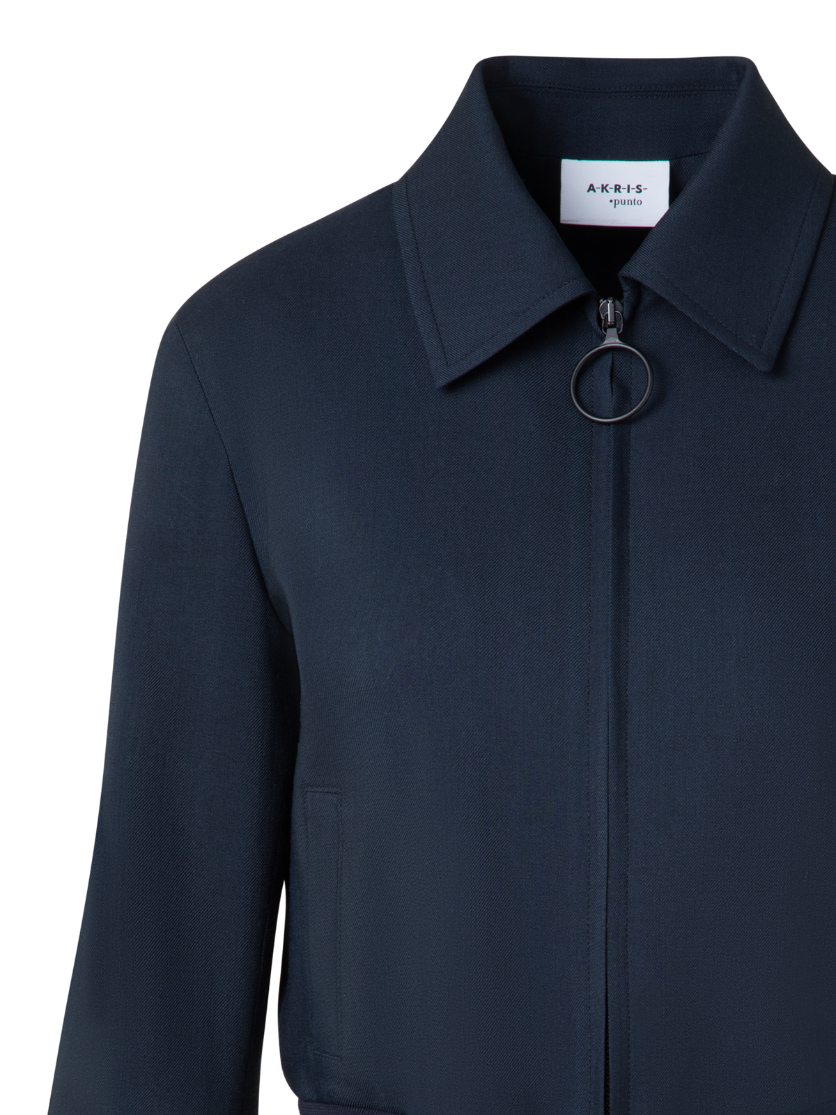 Designer Kurze Bomberjacke aus Cool Wool - Dunkelblau - Blau