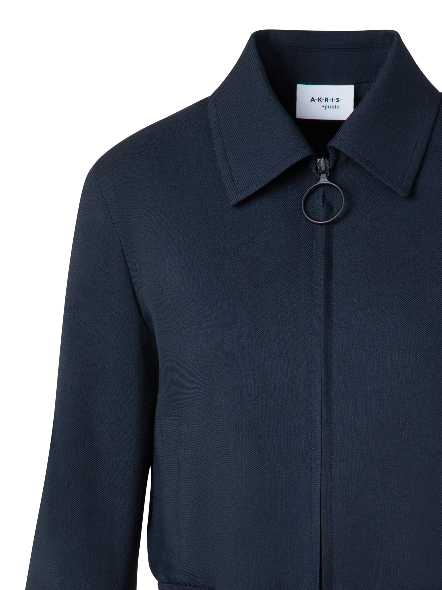 Designer Kurze Bomberjacke aus Cool Wool - Dunkelblau - Blau