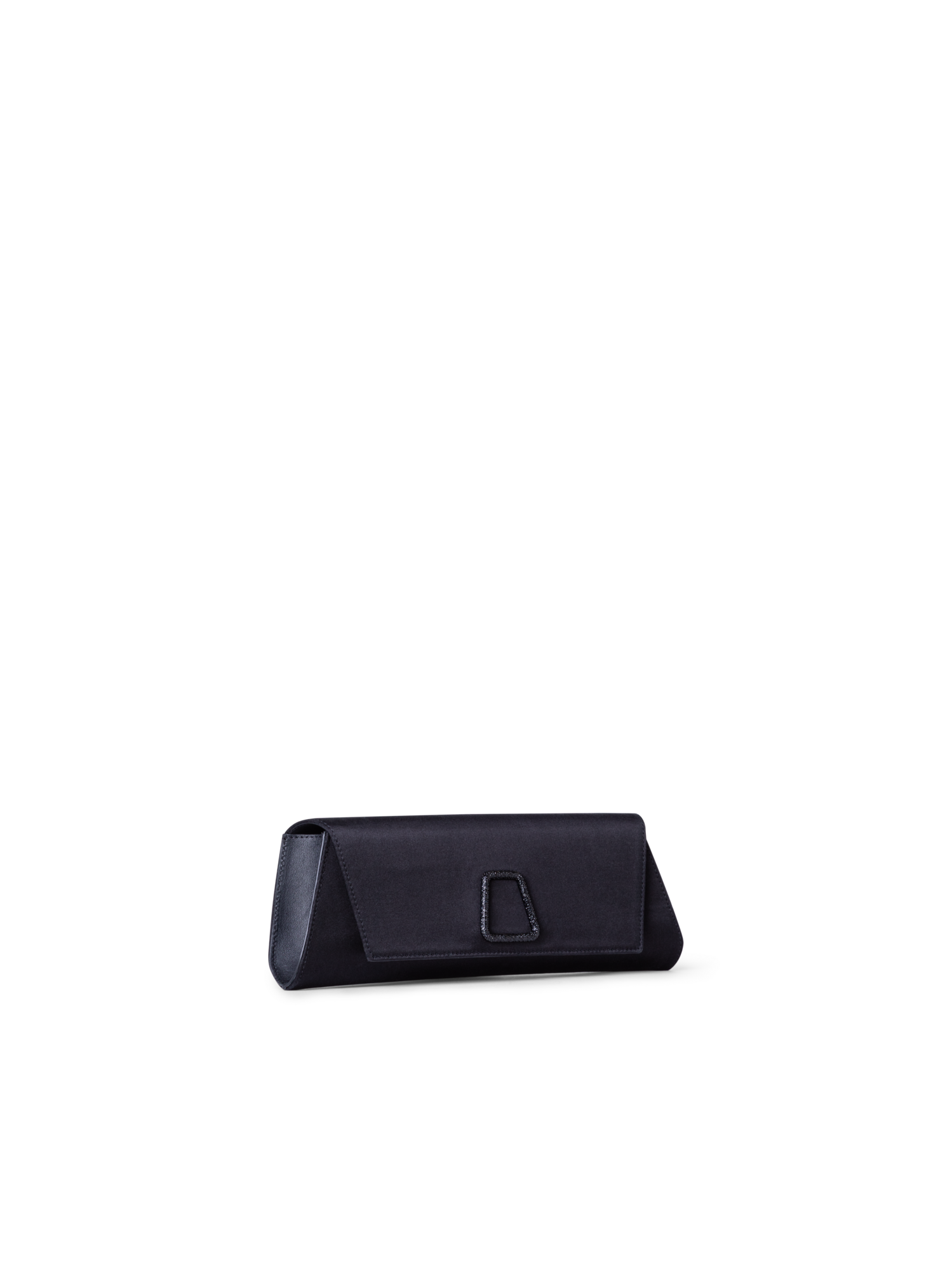 Designer Anouk Satin-Clutch mit Kristalltrapez - Schwarz