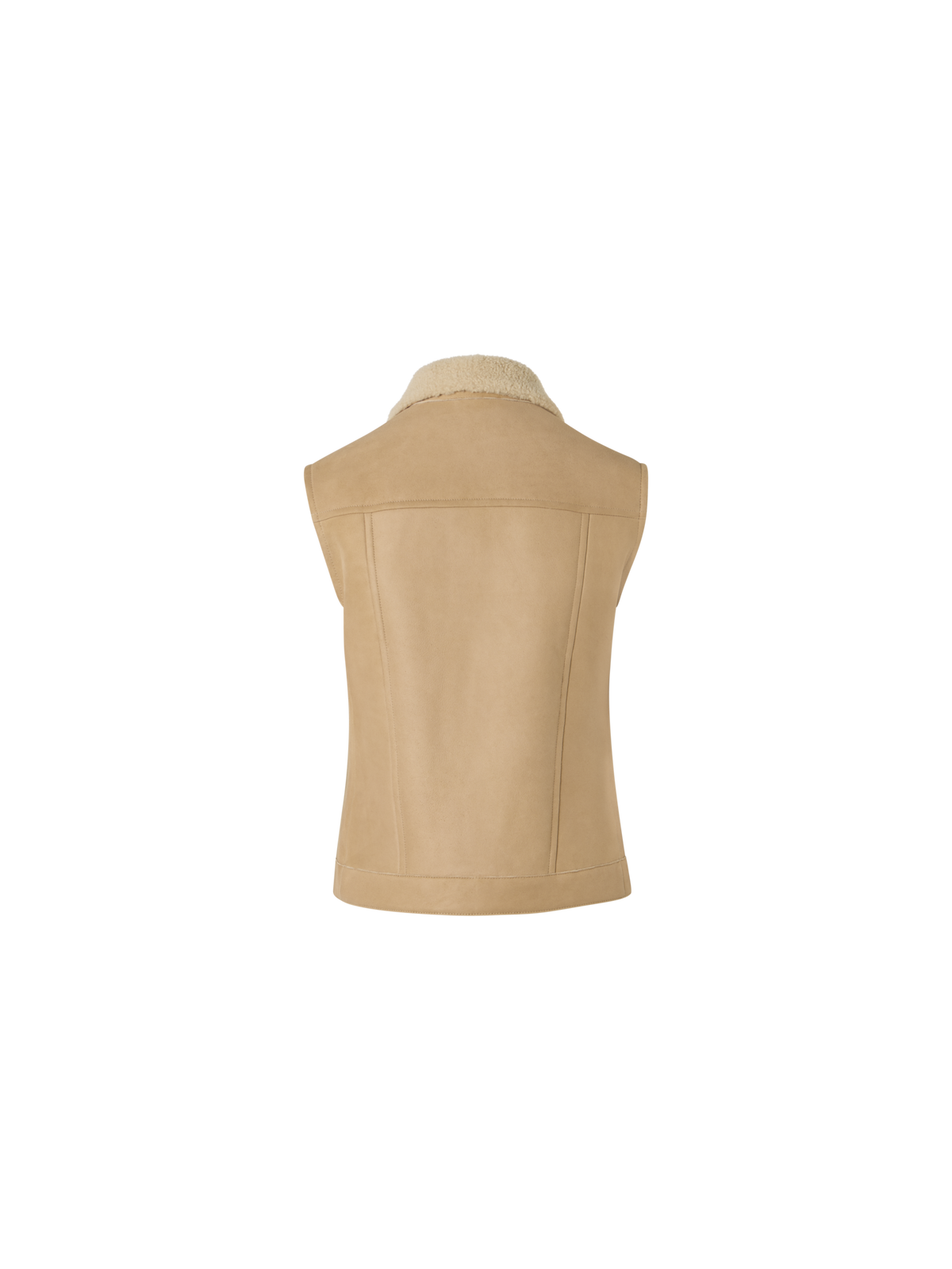 Designer Mika Lammfellweste mit Pelzkragen - Beige