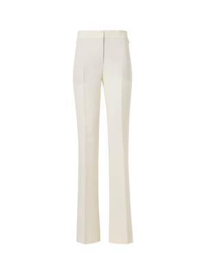 Designer Carl Straight-Leg Hose aus Leinen-Woll-Krepp-Doubleface - Ecru