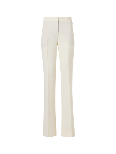 Designer Carl Straight-Leg Hose aus Leinen-Woll-Krepp-Doubleface - Ecru