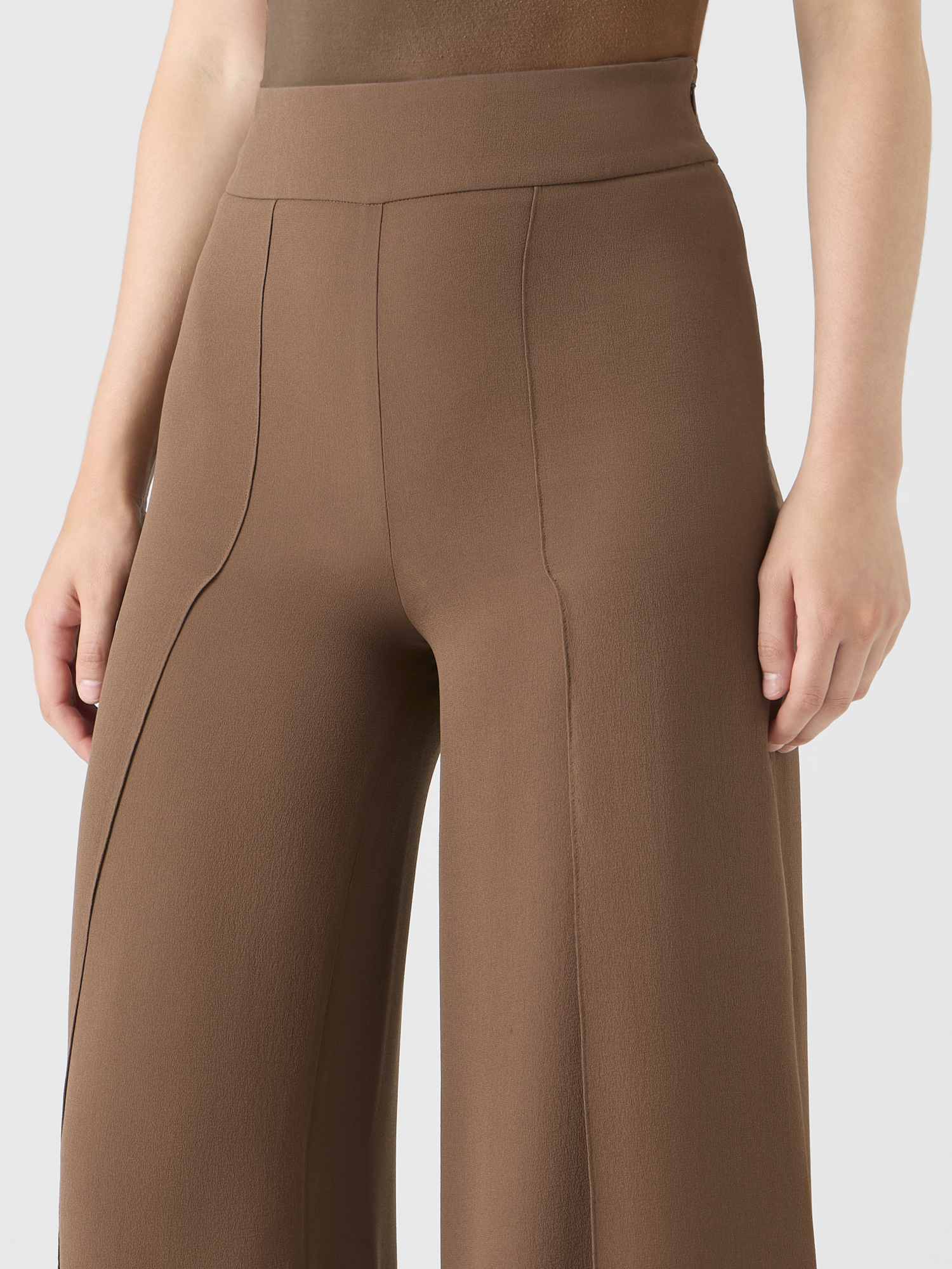 Designer Weite Seidenhose mit Schlitzen - Braun 