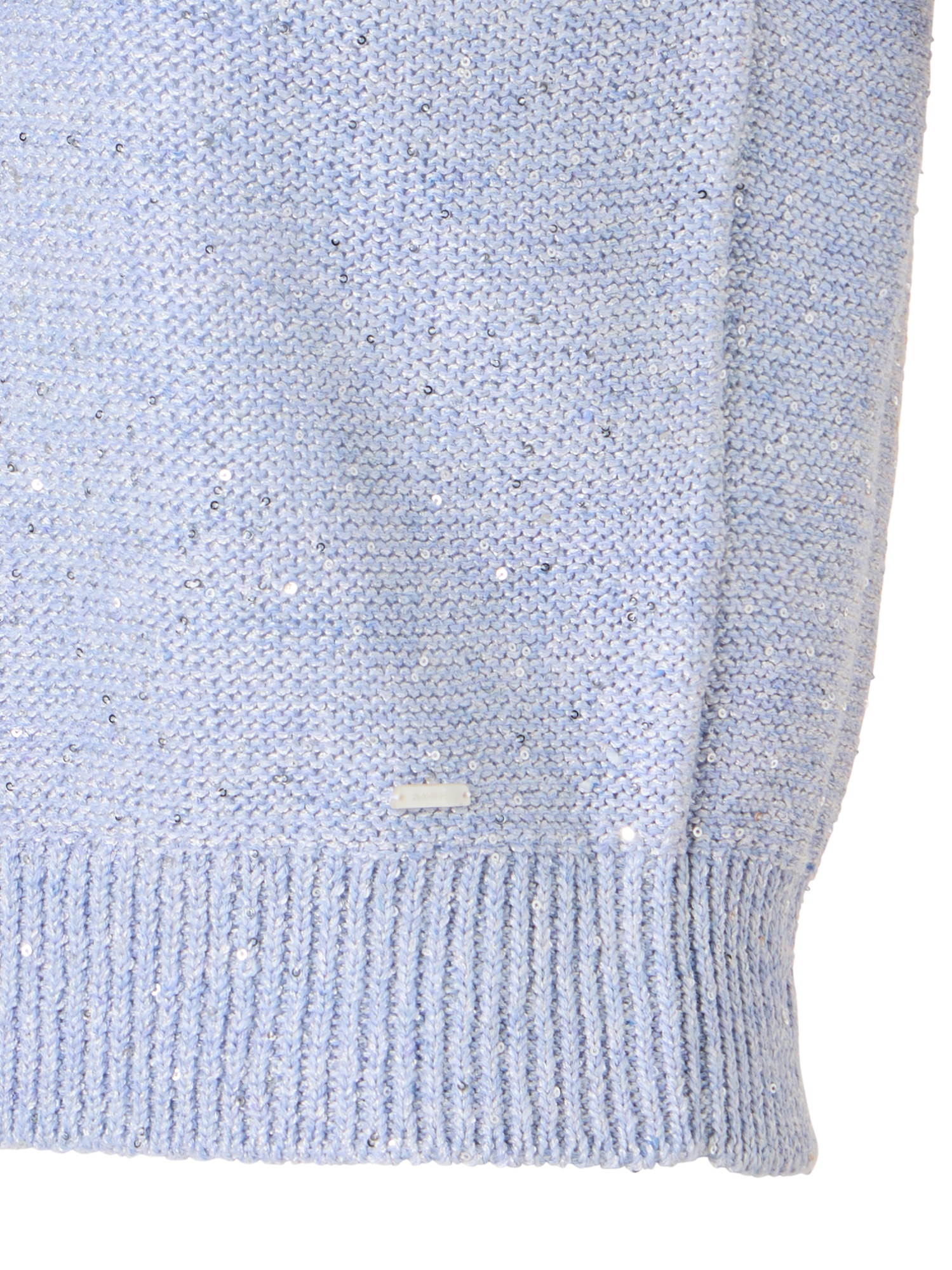 Designer Ärmelloses Strickoberteil aus Leinen und Baumwolle mit Pailletten - Blau