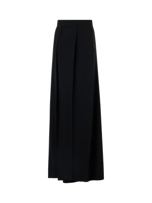 Designer Weite Hose aus Wollgabardine mit Falten - Schwarz