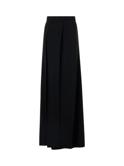 Designer Weite Hose aus Wollgabardine mit Falten - Schwarz