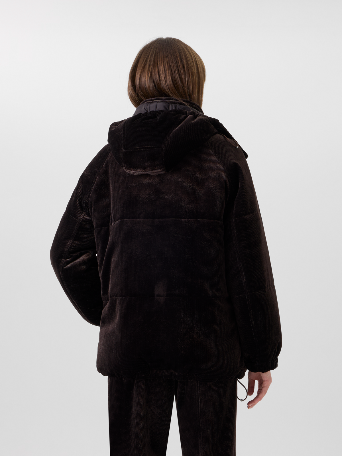 Designer Wattierter Oversize-Parka aus Cord - Braun 