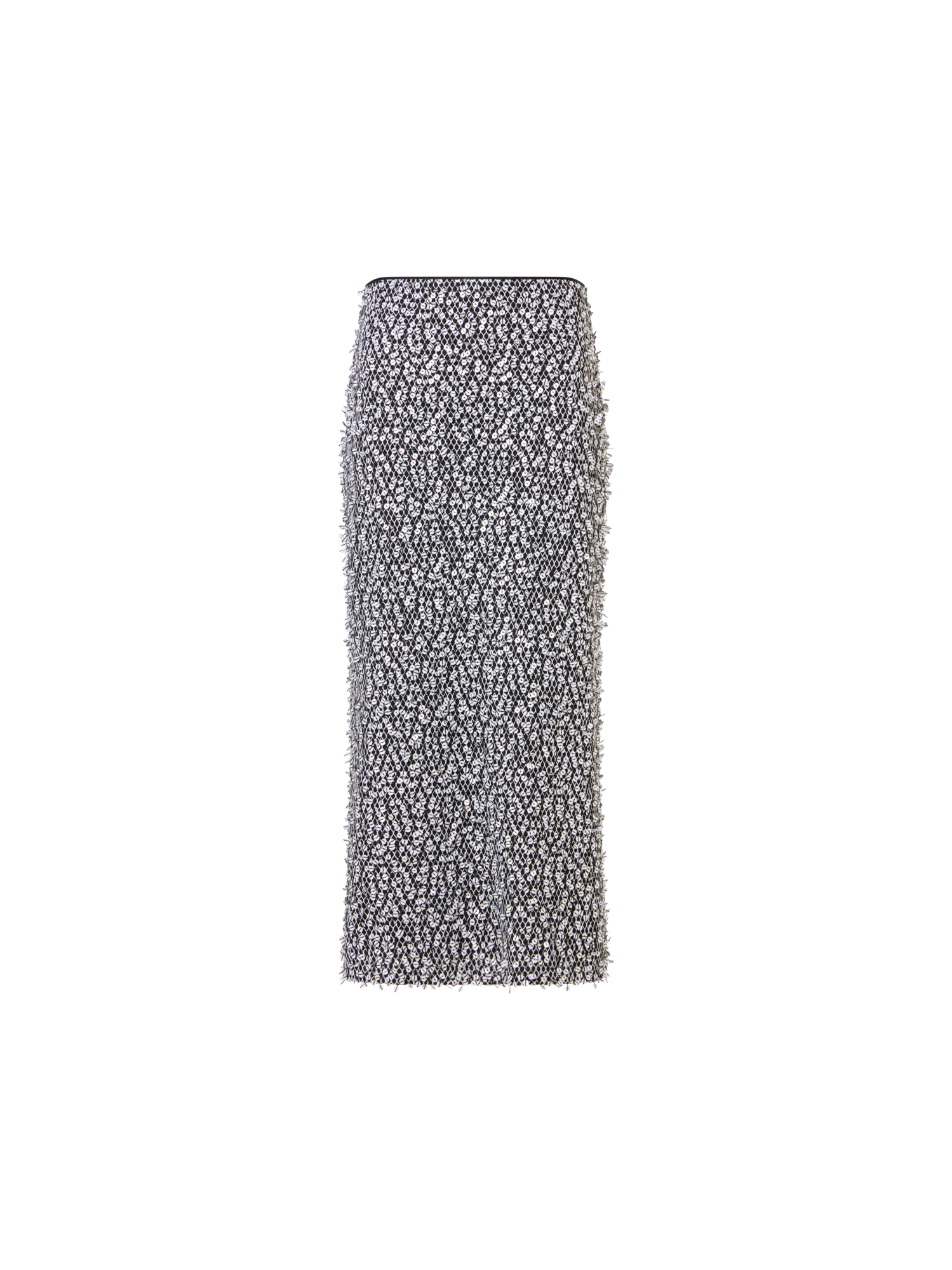 Designer Midi-Tube-Rock mit Pailletten auf Netzstickerei - Bunt