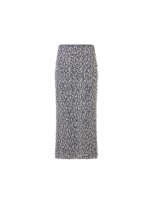Designer Midi-Tube-Rock mit Pailletten auf Netzstickerei - Bunt