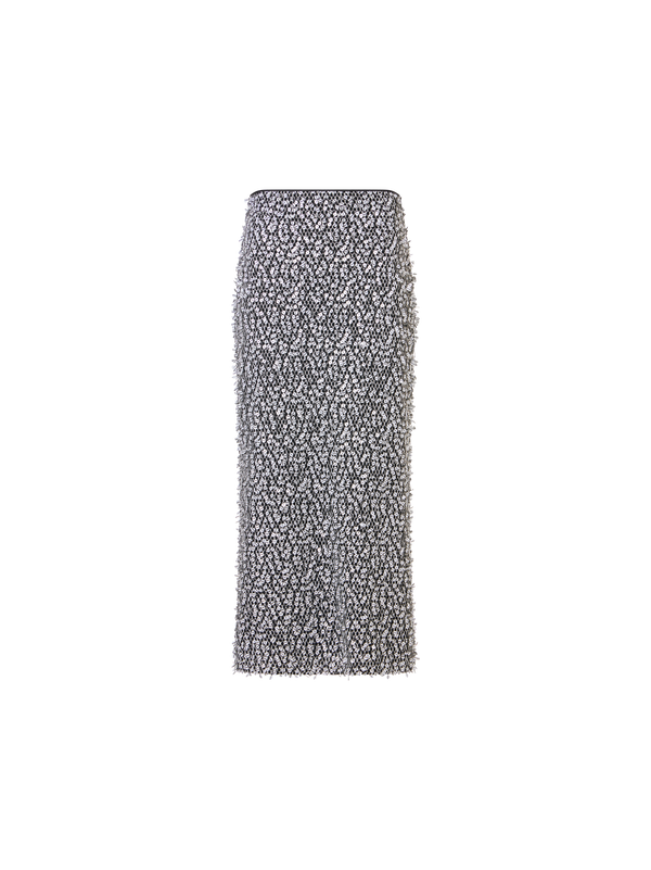 Designer Midi-Tube-Rock mit Pailletten auf Netzstickerei - Bunt