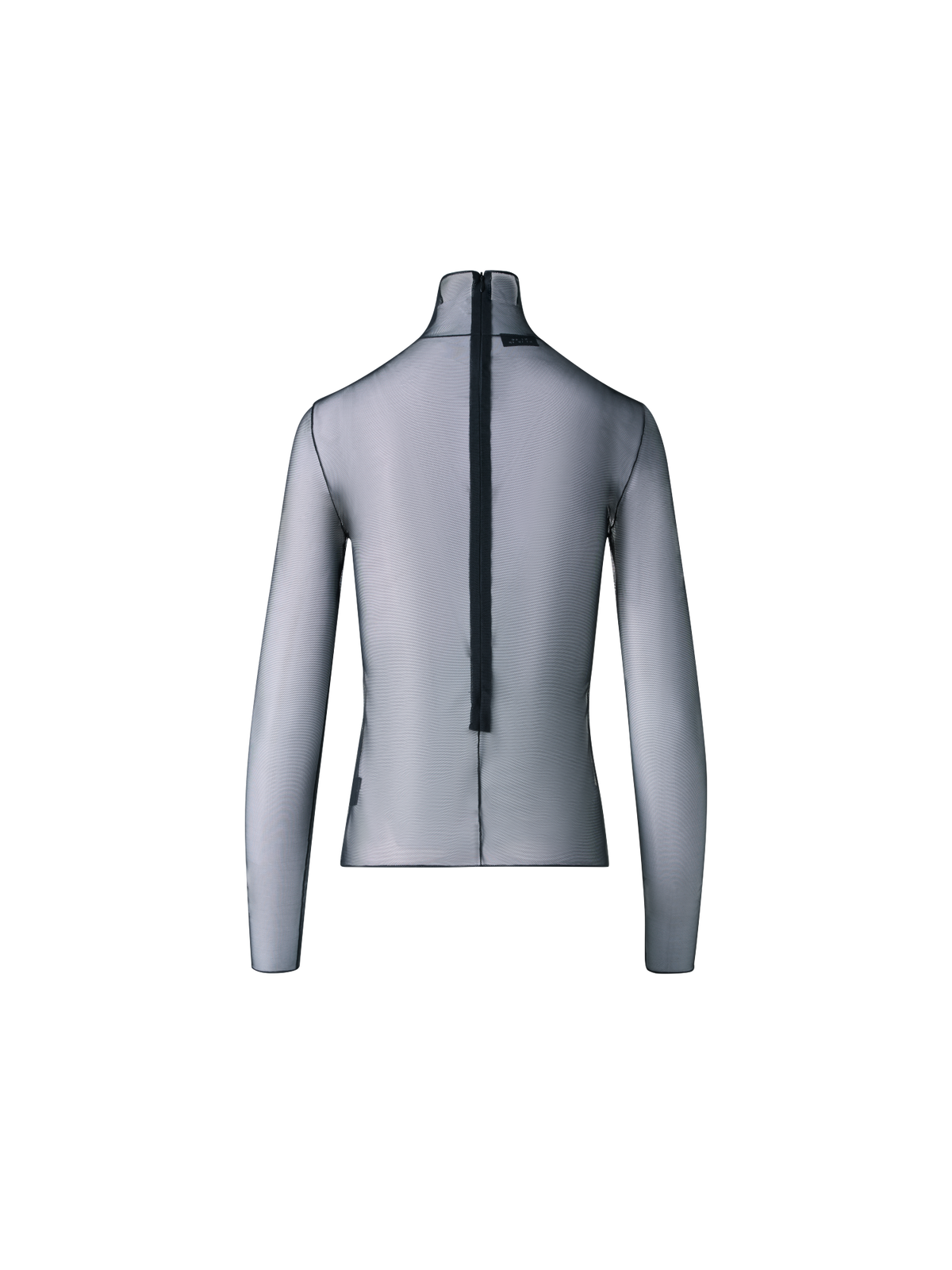 Designer Transparentes Stretch-Tüll-Top mit Stehkragen - Schwarz