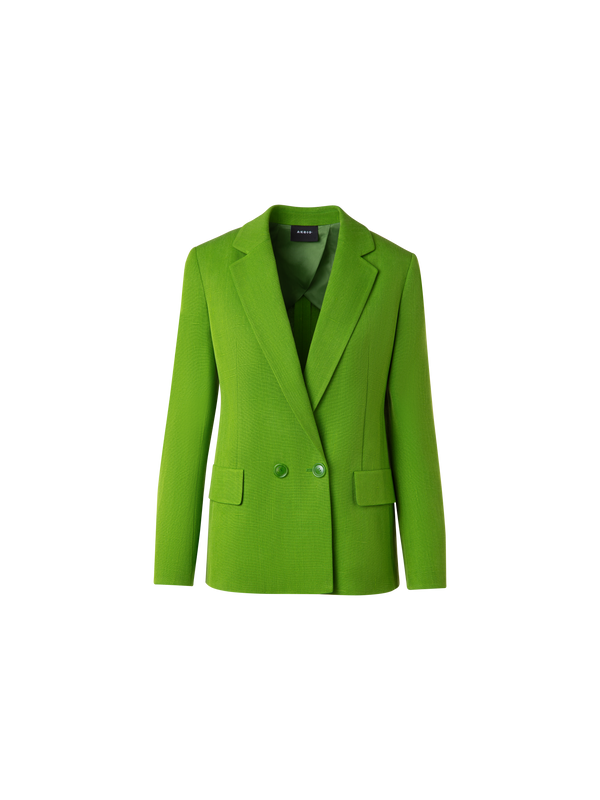 Designer Zweireihiger Blazer aus Shantung-Seide - Grün