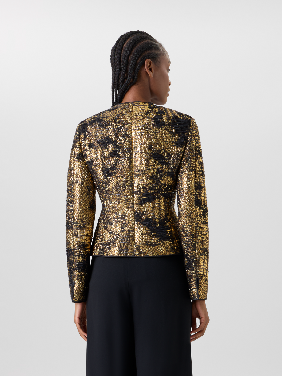 Designer Taillierte Jacke in Fragmented Jacquard - Bunt - Gold #editorial