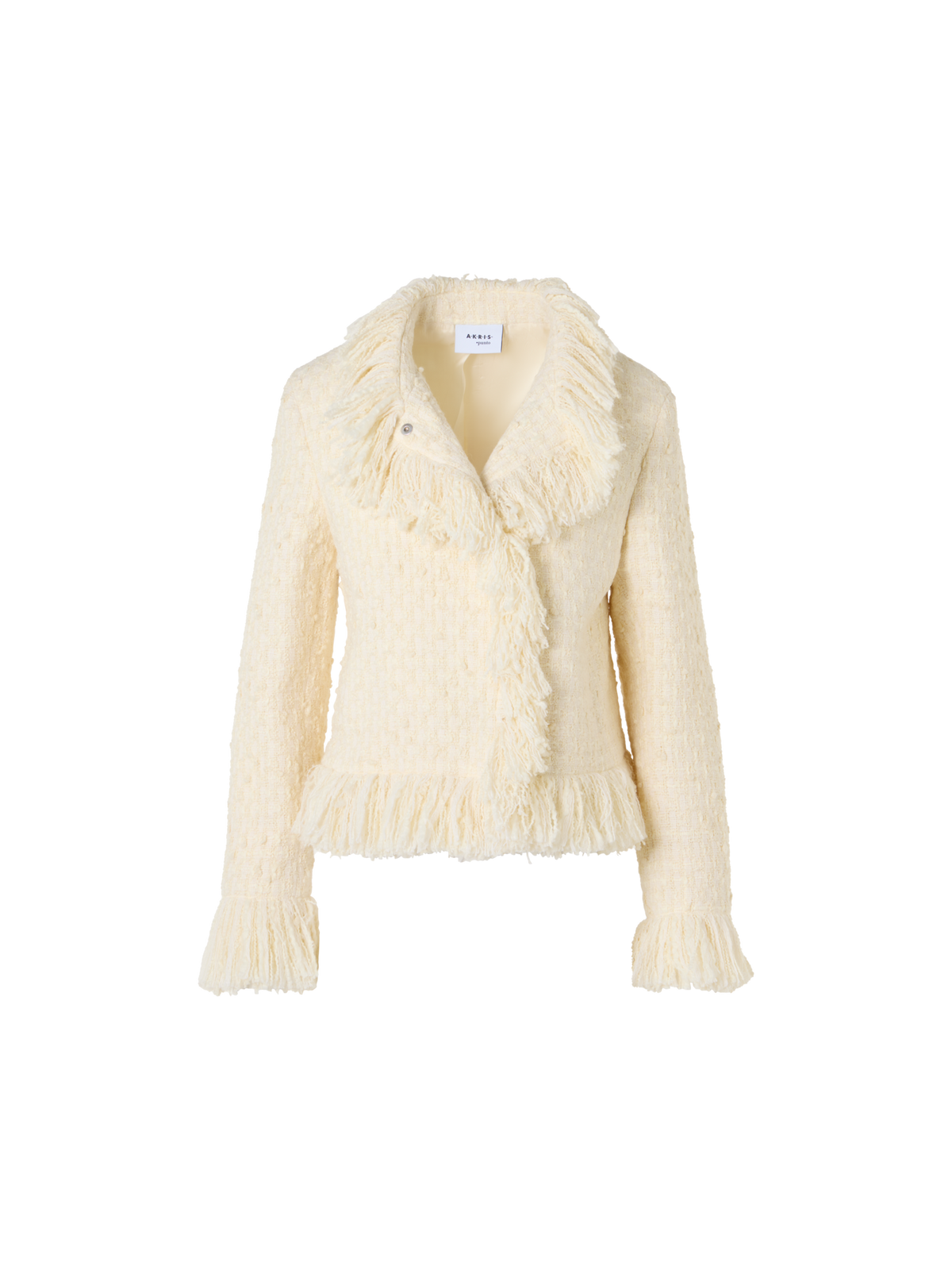 Designer Tweedjacke mit Fransenkanten - Ecru