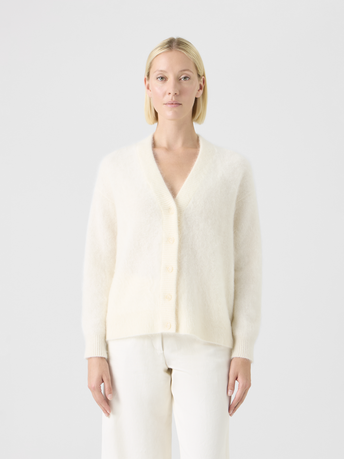 Designer Lässiger Cardigan aus Cloud-Kaschmir - Ecru #editorial