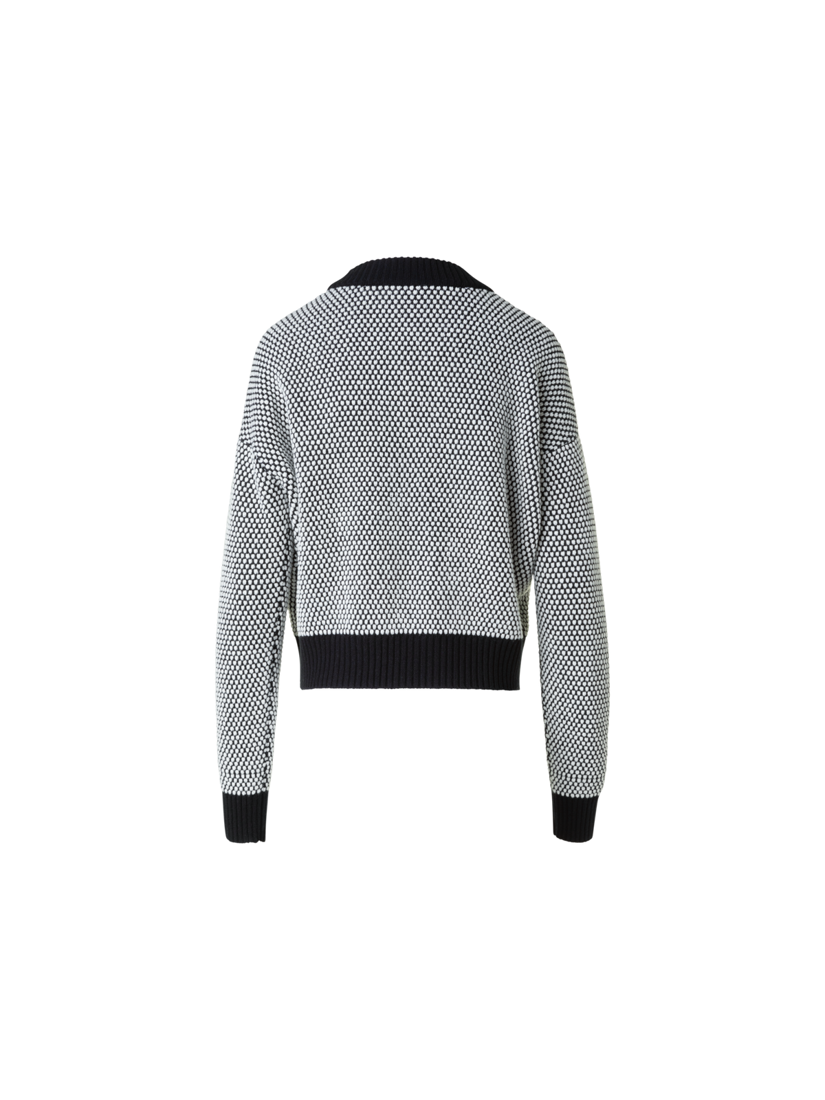 Designer Wolle Kaschmir 3D Punkte Jacquard Pullover - Schwarz - Grau - Bunt