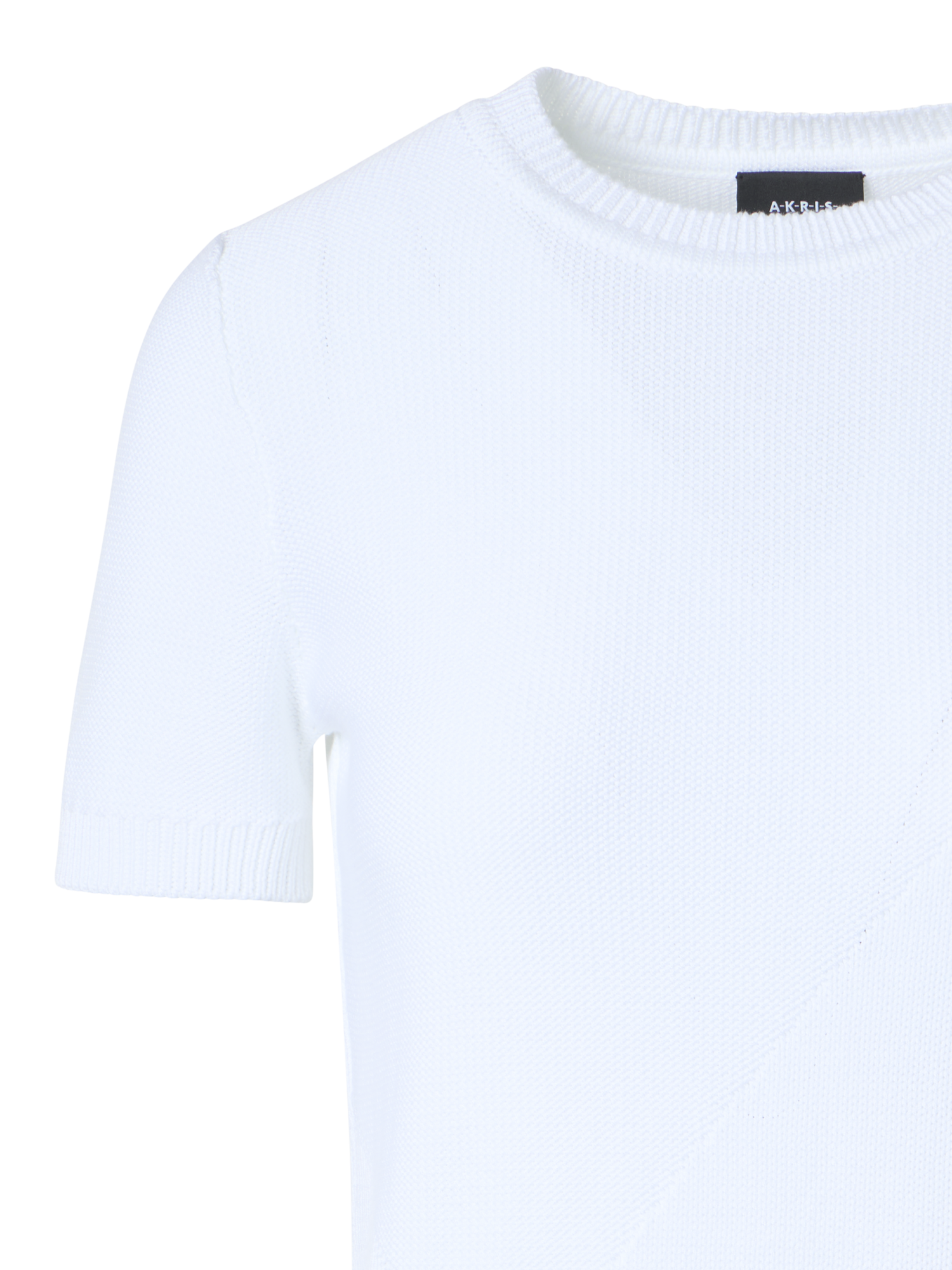 Designer Baumwollpullover mit Polygon-Intarsie - Ecru