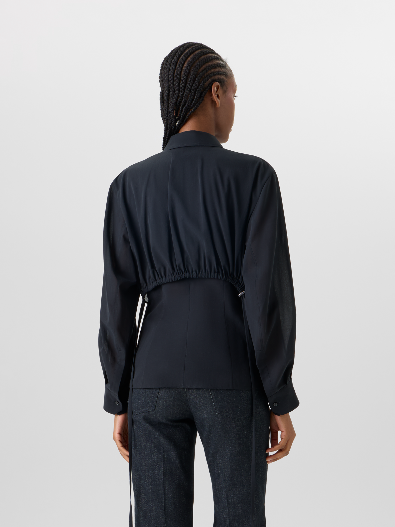 Designer Bluse aus Baumwollvoile - Schwarz 