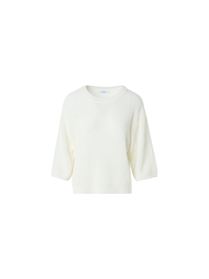 Designer Lässiger kastiger Strickpullover aus Leinen-Baumwolle - Weiss