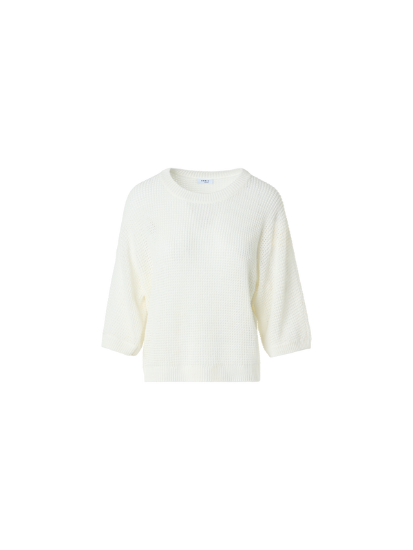 Designer Lässiger kastiger Strickpullover aus Leinen-Baumwolle - Weiss