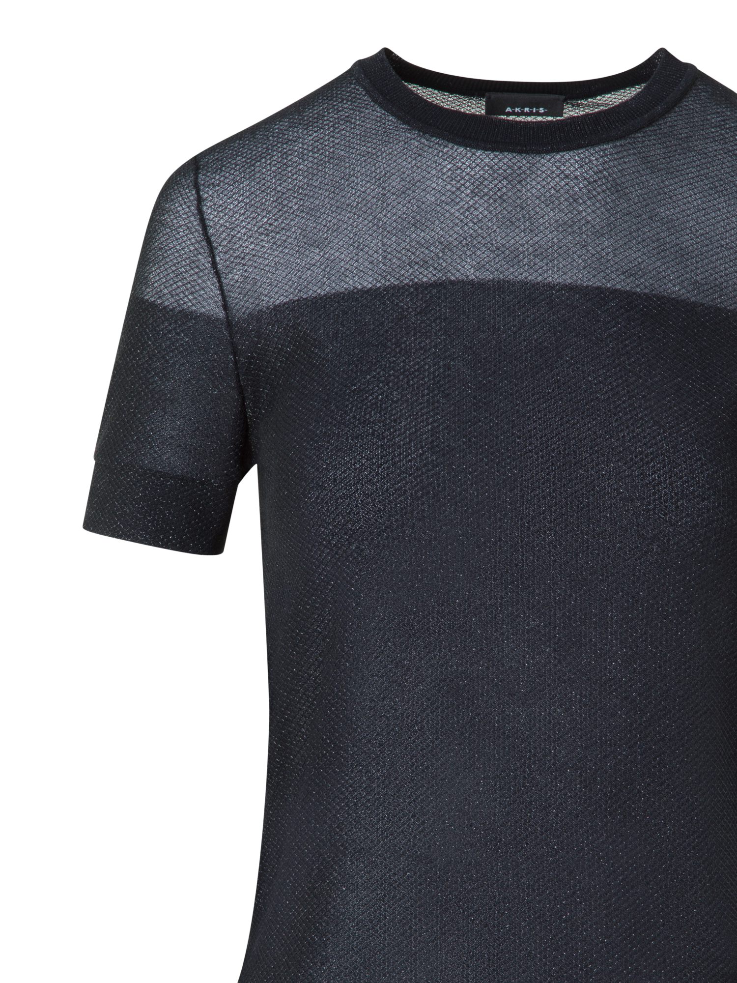 Designer Baumwoll-T-Shirt mit transparentem Netz-Lurex - Schwarz