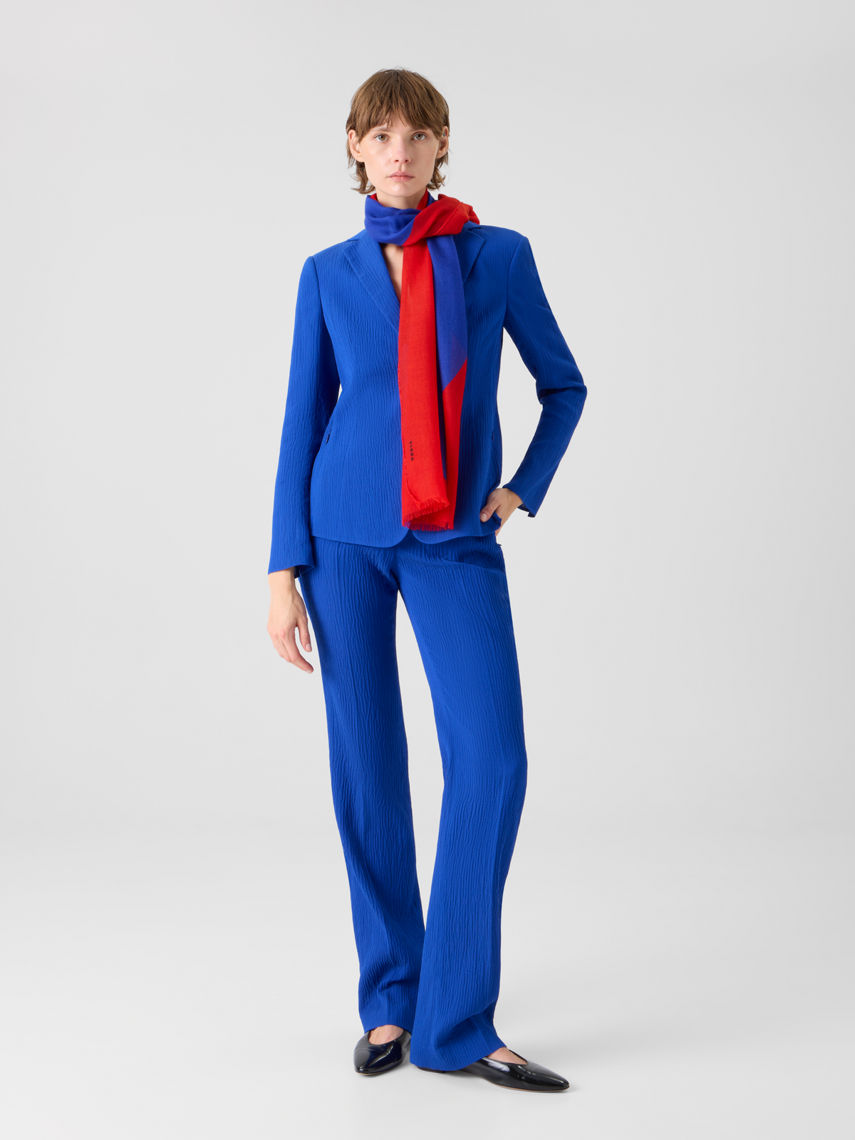 Designer Lavino Taillierte Jacke aus strukturierter Baumwollseide - Blau #editorial