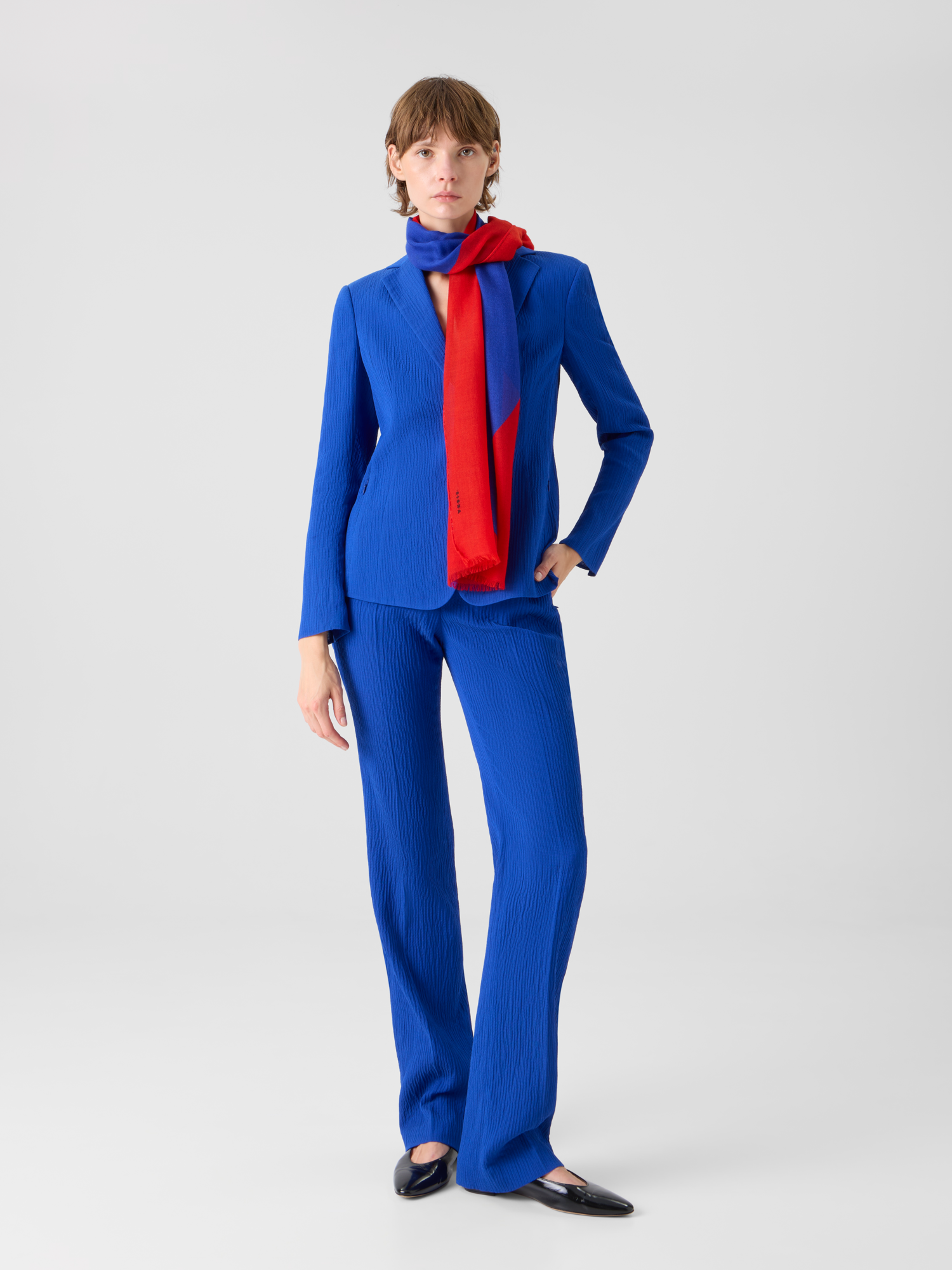 Designer Lavino Taillierte Jacke aus strukturierter Baumwollseide - Blau 