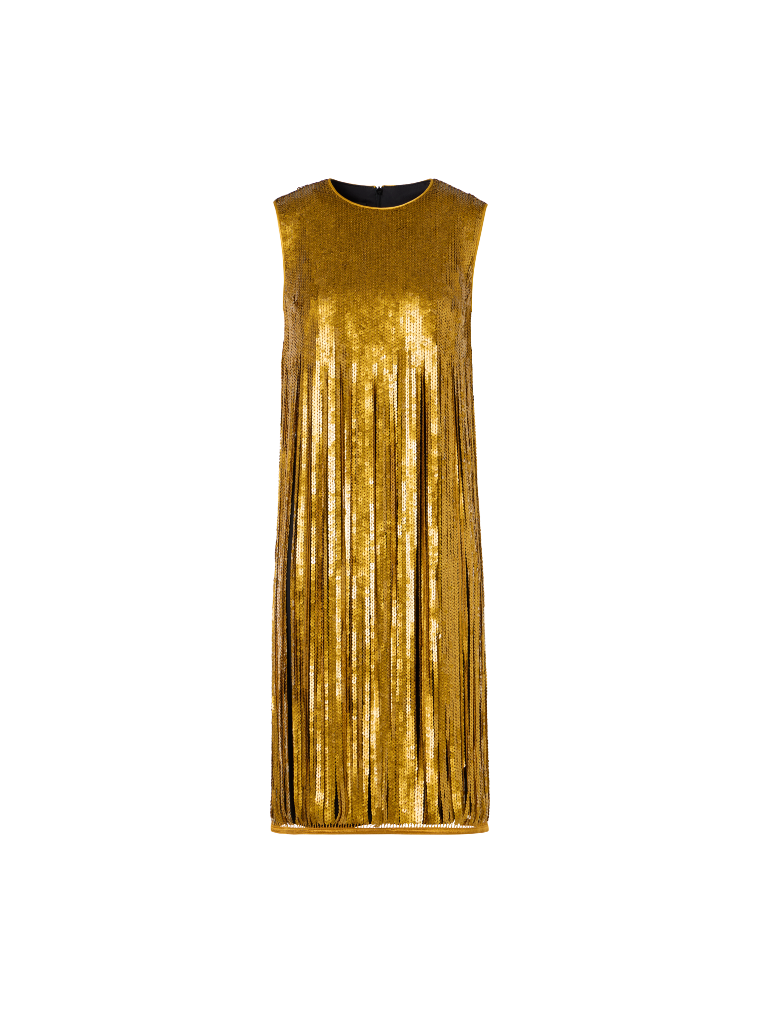 Designer Minikleid mit Paillettenfransen - Gold